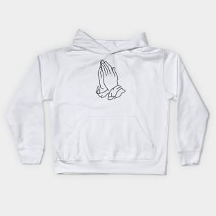 minimalistic line art praying hands in black (tattoo) Kids Hoodie